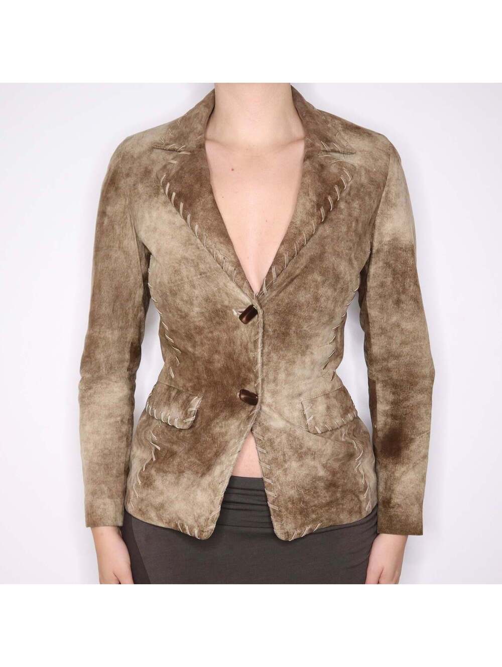 Y2K Brown Genuine Suede Blazer (S/M)